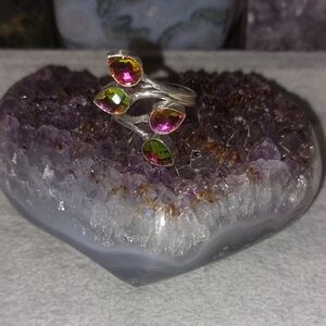Mystic Topaz 4 Stone Adjustable Ring